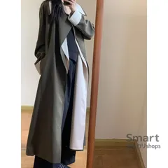 トレンチコート レディース ロング丈 配色 襟付き 英国調 きれいめ 春秋 アウター M260103-2