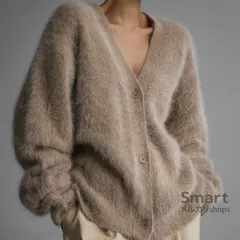 ニットカーディガン レディース フェイクファー風 ミンクタッチ Vネック ゆったり 秋冬 M260103-6