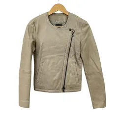 theory(セオリー) ブルゾン サイズS レディース美品  - ベージュ 長袖/レザー/ジップアップ/春/秋