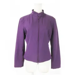 アルマーニ ジーンズ ARMANI JEANS ジャケット ブルゾン 中綿 スタンドカラー ダブルジップ ワンポイント ロゴ 42 M 紫 パープル /AO6