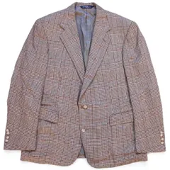 80s USA製 ポロ ラルフローレン グレンチェック 2つボタン ツイード ウール テーラードジャケット 44R★ブレザー ビンテージ