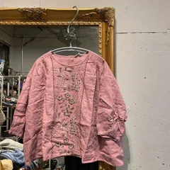 -@ サマンサモスモス SM2 samantha mos2 刺繍 花柄 シャツ ピンク 桃色　PINK　総柄　ナチュラル　お呼ばれ　デート　オフィスカジュアル　食事会　可愛い　お出かけ　上品