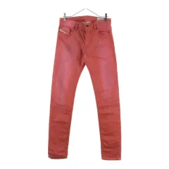 DIESEL (ディーゼル) SLEENKER スリムフィット クラッシュ加工 ストレートデニムパンツ ジーンズ レッド