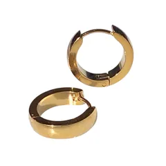 t/s フープピアス ゴールド 太め シンプル 小ぶり ワンタッチ 両耳用