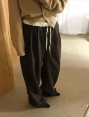 ミエル タグ ウール 冬 起毛 ウール スラックス ブラック