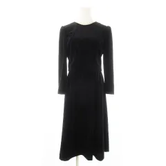 東京ソワール TOKYO SOIR フォーマルワンピース ロング 長袖 ベロア フェイクセパレート 9 黒 ブラック /CK1 ■GY99