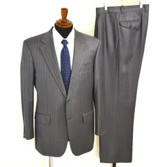 バーバリー ブラックレーベル 2つボタン シングルスーツ M A6 ダークグレー ストライプ 袖口4つ釦 開き見せ BCD01-144-07 合物 春秋 5XL059 【送料無料】【中古】【メンズビジネス】202512