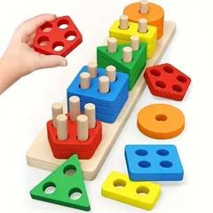 【新品?未使用】 モンテッソーリのおもちゃの木製の並べ替え - 木のブロックのおもちゃ | 1歳から4歳の子供向けのクリエイティブでカラフル