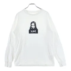 X-GIRL (エックスガール) FACE L/S TEE フェイス ロゴ クルーネック 長袖Tシャツ カットソー ホワイト 105205011001