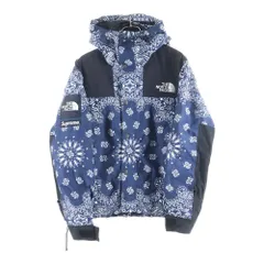 SUPREME (シュプリーム) 14AW×THE NORTH FACE Bandana Mountain Parka×ノースフェイス バンダナマウンテンパーカー ペイズリー柄 フーデッドジップアップブルゾン ネイビー NP51400I