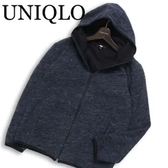 UNIQLO ユニクロ 秋冬 裏起毛★ ブロックテック フリース ジップ パーカー Sz.M　メンズ ネイビー