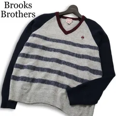 Brooks Brothers ブルックスブラザーズ 秋冬 ロゴ刺繍★ ボーダー ウール ニット セーター Sz.L　メンズ