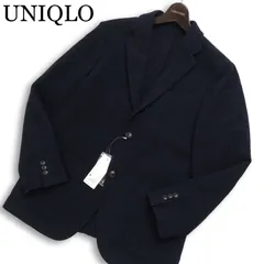 【新品 未使用】 UNIQLO ユニクロ 秋冬 ヘリンボーン★ ウール ツイード テーラード ジャケット Sz.M　メンズ ネイビー