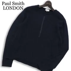 Paul Smith LONDON ポールスミス ロンドン 秋冬 センターライン★ ウール ニット セーター Sz.L　メンズ ネイビー 日本製