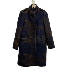 MAX&CO.(マックス&コー) コート サイズ36 S レディース - ネイビー×ダークブラウン×白 長袖/冬