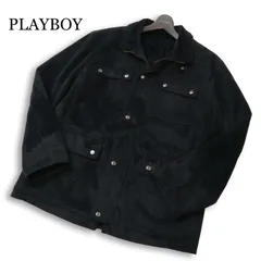 PLAYBOY プレイボーイ 秋冬 裏ボア★ フェイク ムートン ワーク ジャケット ブルゾン Sz.LL　メンズ 黒 大きいサイズ
