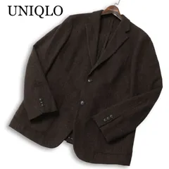 UNIQLO ユニクロ 秋冬 ヘリンボーン★ ウール ツイード テーラード ジャケット Sz.L　メンズ ブラウン
