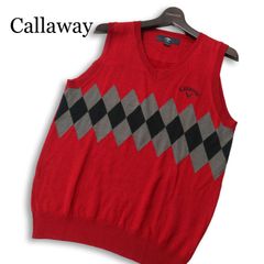 Callaway キャロウェイ ケーブルニットベスト Vネック レッド M - メルカリ