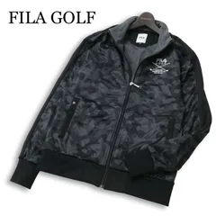FILA GOLF フィラ ゴルフ 秋冬 裏フリース★ ロゴ刺繍 カモフラ柄 トラック ジャケット ブルゾン Sz.L　メンズ