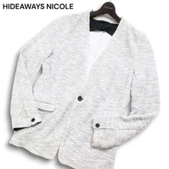 HIDEAWAYS NICOLE ハイダウェイ ニコル 秋冬 スラブ ニット ノーカラー ジャケット カーディガン Sz.46　メンズ
