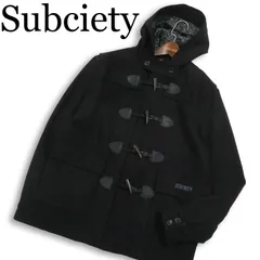 Subciety サブサエティ 秋冬 ロゴ刺繍★ ウール ショート ダッフルコート Sz.L　メンズ 黒のサムネイル