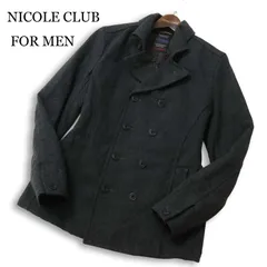NICOLE CLUB FOR MEN ニコルクラブ フォーメン 秋冬 中綿★ メルトン ウール ショート Pコート ピーコート Sz.46 メンズのサムネイル