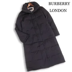 BURBERRY LONDON バーバリー ロンドン 秋冬 裏地ノバチェック♪ ロング ダウン コート Sz.38　レディース 黒