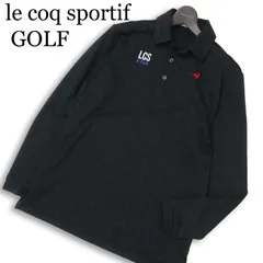 le coq sportif GOLF ルコック スポルティフ ゴルフ 通年★ ロゴ 総柄 長袖 ポロシャツ Sz.M メンズ 黒