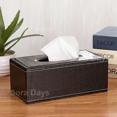 ティッシュボックス フェイクレザー 合皮 クロコ風 型押し シンプル モダン おしゃれ かっこいい インテリア 北欧 長方形 ブラック 24×12×9cm