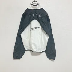 【稀少】90s 銀タグ　NIKE ナイキ　ロゴ刺繍　ナイロンジャケット　白黒　レディースM
