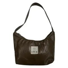 EMIS エナメル HOBO BAG ベージュ・グレー