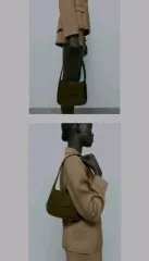 ザラ ナイロン ショルダーバッグ_ カーキ