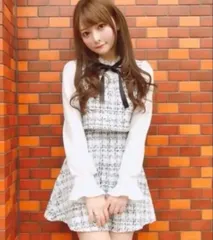 新品 リボン ツイード ワンピース ミニワンピ 黒 白