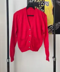 (送料無料)レッド レディース 薄い カーディガン Free!