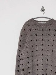 【tricots st. raphael】ウルグアイ製 バーズアイニット M相当 総柄 セーター 古着