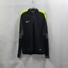0165 ナイキ ドライフィット ブラック/蛍光 1/2 ジップアップ 長袖Tシャツ L