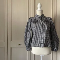 34 アズノゥアズ Asknowas 刺繍 チェック 花柄 ブラウス シャツ お呼ばれ　デート　オフィスカジュアル　食事会　可愛い　お出かけ　上品