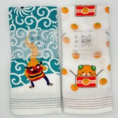 【送料無料】　タオルてぬぐい　みきゃん箱　唐草獅子　【 ２本セット 】　布ごよみ　コンテックス 　日本製　ご当地キャラ　みきゃん　愛媛県イメージキャラクター　手ぬぐい　タオル　フェイスタオル　温泉　スポーツタオル　てぬぐいたおる