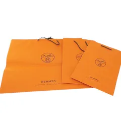 エルメス HERMES 3枚セット 紙袋 ショッパー ショップ袋 純正 付属品 ロゴ サイズ違い オレンジ系