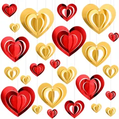 【まもなく終了】ゴールド レッド 撮影小道具 店舗 イベント 装飾 バレンタインデー 飾り 飾り 飾り パーティー プロポーズ ハートガーランド 結婚式 バレンタイン バレンタイン 飾り付け 32枚セット