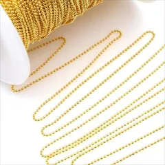 ボールチェーン ゴールド【bg03】1m切り売り カット売り 1.8mm玉 金 鎖 くさり ブレスレット ネックレス ピアス イヤリング キーホルダー キーリング ハンドメイドアクセサリーパーツ