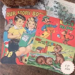 【2026年 初売りセール】レトロ可愛い ヴィンテージ絵本 3冊セット|海外|児童書|古書|洋書|ジャンクジャーナル素材