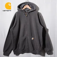 カーハート Carhartt ジップパーカー XL 相当 表記 L グレー ロゴ刺繍 ルーズフィット LOOSE FIT ジップアップフーディ ストリート オーバーサイズ ビッグシルエット ワーク 裏起毛 パーカー ワーク系 古着 XX002