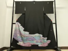 平和屋着物■豪華黒留袖　作家物　富士山　樹林文　暈し染め　正絹　逸品　CABB3288oy