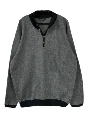 M EDDIE BAUER エディー・バウアー ハーフジップボタンニット グレー