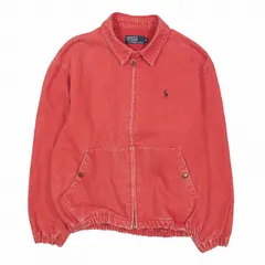 ポロ バイ ラルフローレン Polo by Ralph Lauren 90's ヴィンテージ デニム スイングトップ 裏起毛 オールド カバーオール 刺繍 ワンポイント 赤 レッド M メンズ 