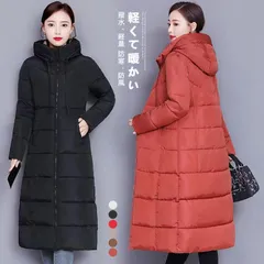 ダウンコート ロング ダウン レディース アウター 中綿 コート カジュアル 厚手 スダウンジャケット ベンチコート フード付き 暖かい 体型