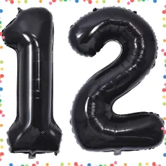 【在庫セール】バルーンアルミ12 / 21 40インチ ヘリウム風船 数字バルーン12 / 21黒 012345678910-1920-2930405060708090100 誕生日 カーニバル 飾り付け記念日パーティー装飾黒12 / 21 男女兼用 大きい
