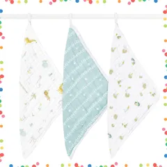 【在庫処分】ループ付き モスリンコットン 30×30cm 3枚セット WCADABAWCC30014 イヤーオブスネーク ガーゼタオル エイデンアンドアネイ anais + aden