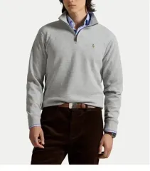 ポロ コットン ハーフジップ グレー m